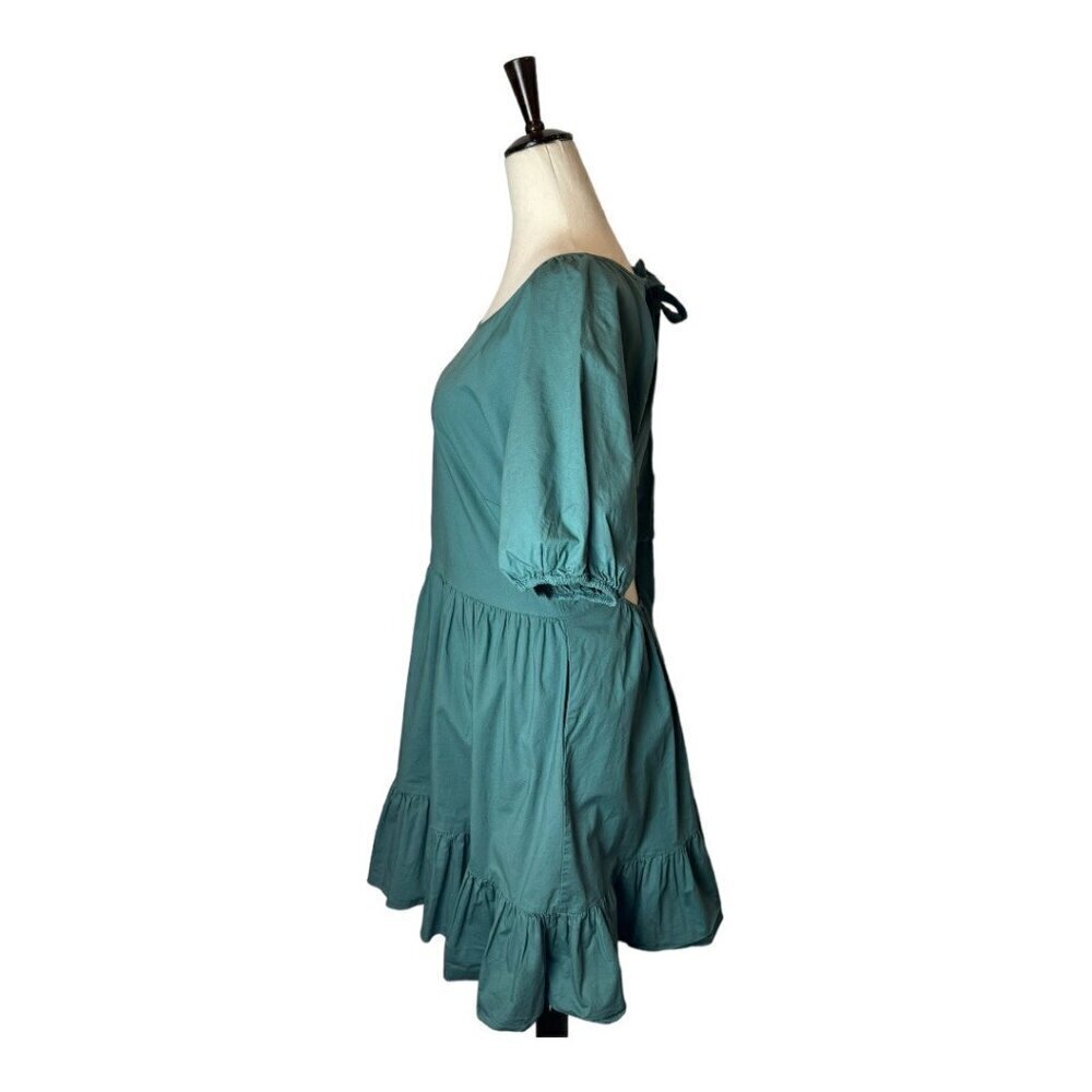 Peter Som Collective Dress Womens 12 Green Puff Sleeve Tie Fit And‎ Flare Mini - Picture 8 of 12